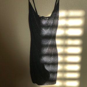 Black Cowl Neck Side Split Bodycon Dress